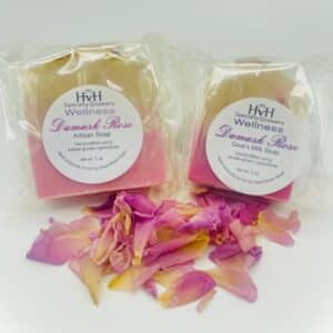 Goat's milk Damask rose soap bars available from HvH Specialty Growers in Fairfield, California