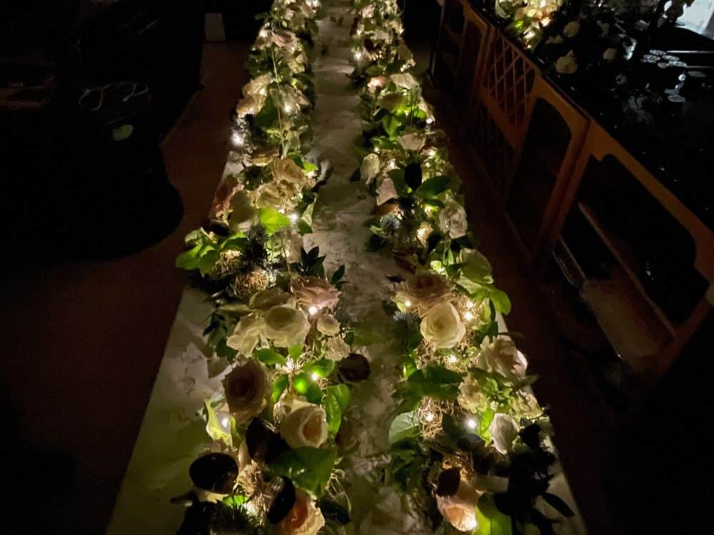 Custom lighted flower arrangement designed by Tabletop Alchemist at HvH Specialty Growers in Fairfield, California