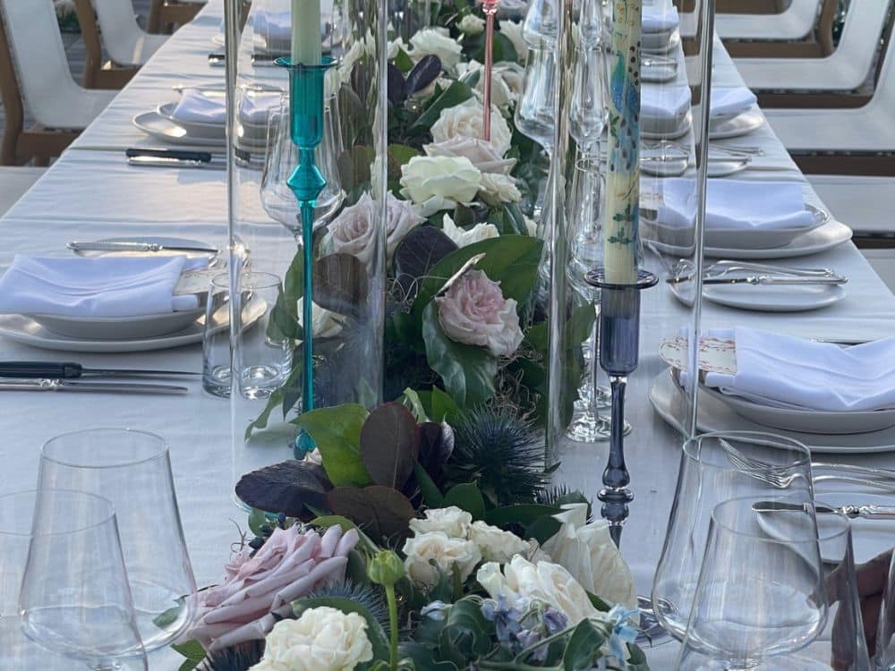 Custom flower centerpieces designed by Tabletop Alchemist at HvH Specialty Growers in Fairfield, California