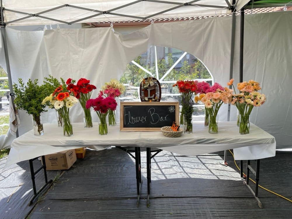 Flower bar at HvH Specialty Growers in Fairfield, California